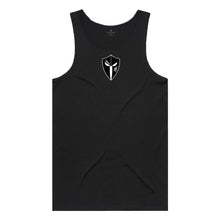 Load image into Gallery viewer, mens-black-black-white-gym-wear-tank-top-singlet-fitness-apparel-strive-to-conquer-pursue-collection