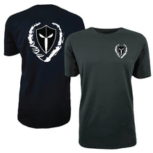 Load image into Gallery viewer, mens-black-black-white-shirt-gym-wear-apparel-lifestyle-wear-clothing-strive-to-conquer-shirts