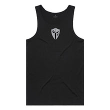 Load image into Gallery viewer, mens-black-grey-black-gym-wear-tank-top-singlet-fitness-apparel-strive-to-conquer-pursue-collection