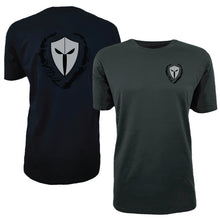 Load image into Gallery viewer, mens-black-grey-black-shirt-gym-wear-apparel-lifestyle-wear-clothing-strive-to-conquer-shirts