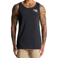 Load image into Gallery viewer, mens-black-grey-white-gym-wear-apparel-tank-top-singlet-fitness-apparel-strive-to-conquer-flex-tank-top-model-front-small