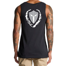 Load image into Gallery viewer, mens-black-grey-white-gym-wear-tank-top-singlet-fitness-apparel-strive-to-conquer-triumph-collection-model-back