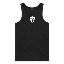 Load image into Gallery viewer, mens-black-white-black-gym-wear-tank-top-singlet-fitness-apparel-strive-to-conquer-pursue-collection