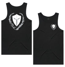 Load image into Gallery viewer, mens-black-white-grey-gym-wear-tank-top-singlet-fitness-apparel-strive-to-conquer-triumph-collection