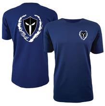 Load image into Gallery viewer, mens-blue-black-white-shirt-gym-wear-apparel-lifestyle-wear-clothing-strive-to-conquer-shirts
