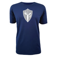 Load image into Gallery viewer, mens-blue-grey-white-gym-wear-shirt-fitness-apparel-strive-to-conquer-pursue-collection