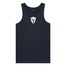 Load image into Gallery viewer, mens-navy-white-black-gym-wear-tank-top-singlet-body-building-fitness-apparel-strive-to-conquer-pursue-collection
