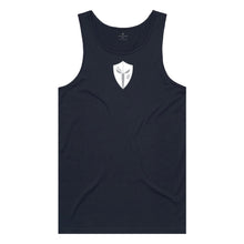 Load image into Gallery viewer, mens-navy-white-grey-gym-wear-tank-top-singlet-body-building-fitness-apparel-strive-to-conquer-pursue-collection