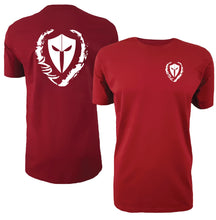 Load image into Gallery viewer, mens-red-white-shirt-gym-wear-apparel-lifestyle-wear-clothing-strive-to-conquer-shirts