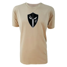 Load image into Gallery viewer, mens-tan-black-grey-gym-wear-shirt-fitness-apparel-strive-to-conquer-pursue-collection