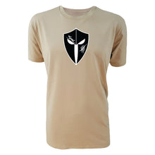 Load image into Gallery viewer, mens-tan-black-white-gym-wear-shirt-fitness-apparel-strive-to-conquer-pursue-collection