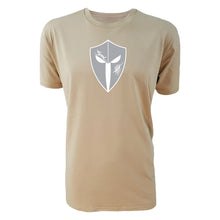 Load image into Gallery viewer, mens-tan-grey-white-gym-wear-shirt-fitness-apparel-strive-to-conquer-pursue-collection