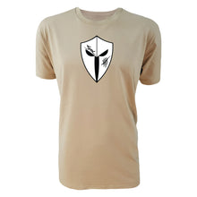 Load image into Gallery viewer, mens-tan-white-black-gym-wear-shirt-fitness-apparel-strive-to-conquer-pursue-collection