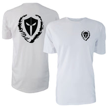 Load image into Gallery viewer, mens-white-black-two-tone-shirt-gym-wear-apparel-lifestyle-wear-clothing-strive-to-conquer-shirts