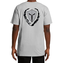 Load image into Gallery viewer, mens-white-grey-black-shirt-gym-wear-apparel-lifestyle-wear-clothing-strive-to-conquer-shirts-model-back