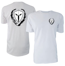 Load image into Gallery viewer, mens-white-white-black-shirt-gym-wear-apparel-lifestyle-wear-clothing-strive-to-conquer-shirts