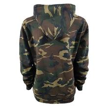 Load image into Gallery viewer, strive to conquer mens green woodland camo hoodie long sleeve jumper top spartan helmet set goals conquer repeat back green camo jumper hoodie