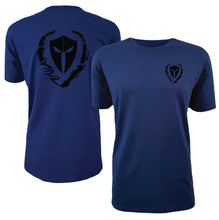 Load image into Gallery viewer, mens-blue-black-two-tone-shirt-gym-wear-apparel-lifestyle-wear-clothing-strive-to-conquer-shirts
