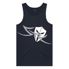 Load image into Gallery viewer, mens-navy-white-grey-gym-wear-apparel-tank-top-singlet-body-building-fitness-apparel-strive-to-conquer-flex-tank-top
