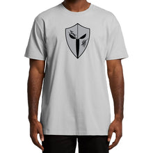 Load image into Gallery viewer, mens-pursue-gym-wear-shirt-fitness-apparel-strive-to-conquer-white-grey-shirt-front
