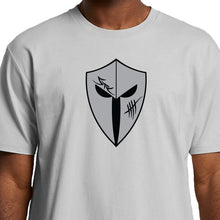 Load image into Gallery viewer, mens-pursue-gym-wear-shirt-fitness-apparel-strive-to-conquer-white-grey-shirt
