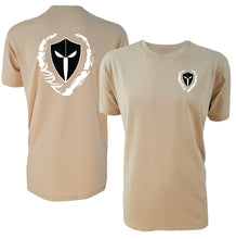 Load image into Gallery viewer, mens-tan-black-white-shirt-gym-wear-apparel-lifestyle-wear-clothing-strive-to-conquer-shirts

